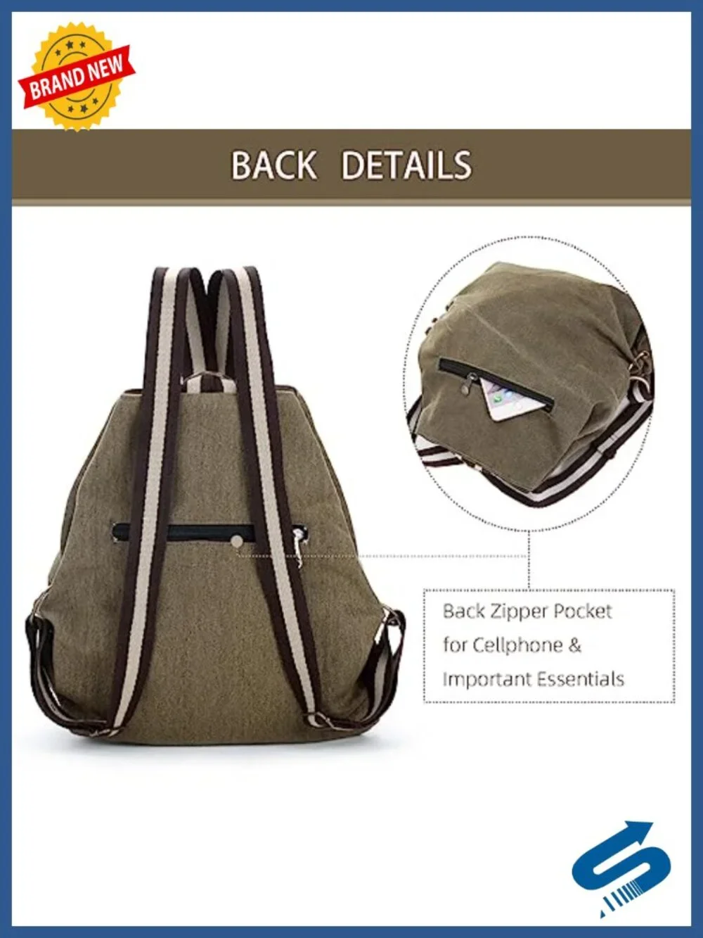Women Canvas Backpack Daypack Casual Shoulder Bag Vintage Heavy-duty Anti-theft